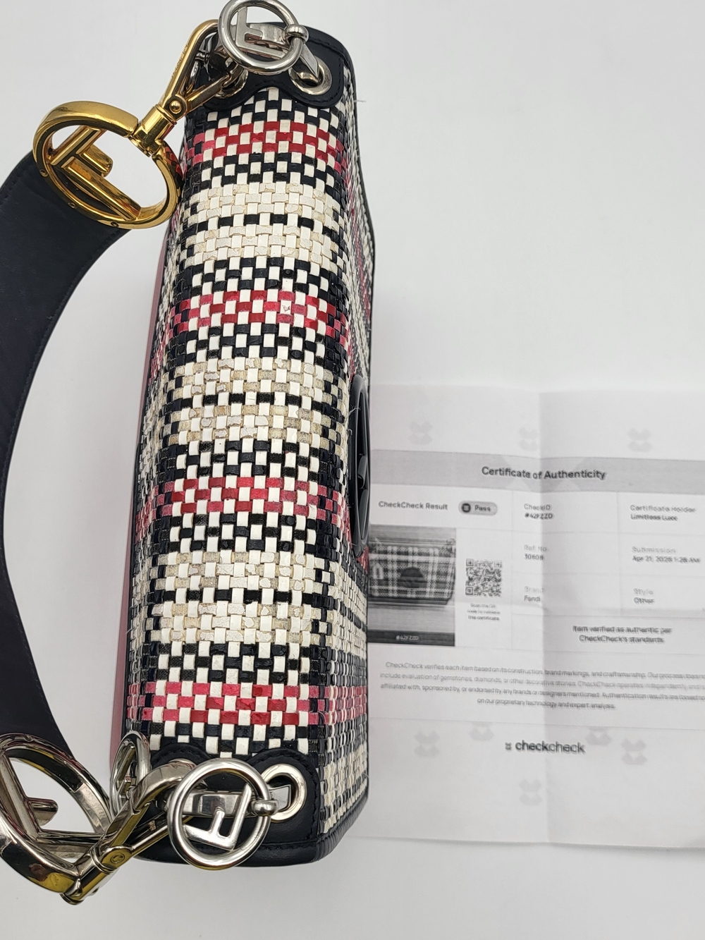 Fendi Kan I Woven Medium Baguette Shoulder Crossbody Bag. Auth w/COA.. - Picture 9 of 16